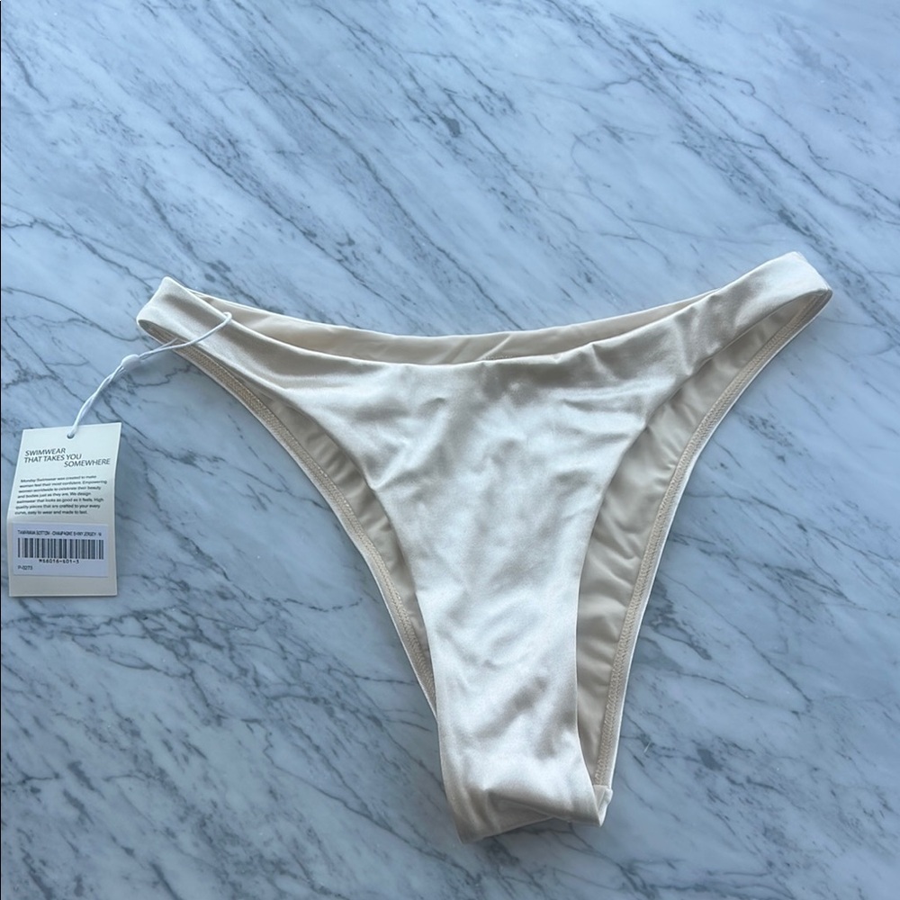 Monday Swimwear Tamara Bottom - Champagne Shiny Jersey